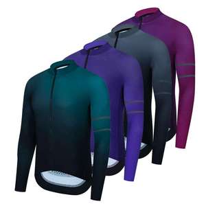 เสื้อจักรยานแขนยาวสำหรับผู้ชายฤดูใบไม้ร่วง ระบายอากาศได้ดี แห้งเร็ว ทรงเข้ารูป ผลิตจากโพลีเอสเตอร์ 100% พิมพ์ลายด้วยเทคนิคซิลค์สกรีน - Product Image 4