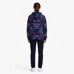 Sudadera con Capucha para Mujer NEXTEX, Estampado Geométrico Triangular, Azul Marino, Rojo, Blanco, con Bolsillo Tipo Canguro - Product Image 2
