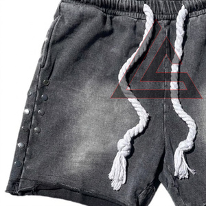 Custom Summer <b>Men</b> Acid Washed French Terry Baggy <b>Shorts</b> Embroidery <b>Patch</b> Logo Cargo <b>Short</b> Elastic Waist Casual Double Waist <b>Men</b> - Product Image 6