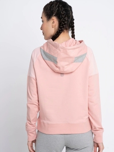 Sudadera con Capucha Rosa para Mujer, Color Sólido, Algodón y Felpa de Bambú, Corte Regular, Estilo Otoñal, con Bolsillos - Product Image 6