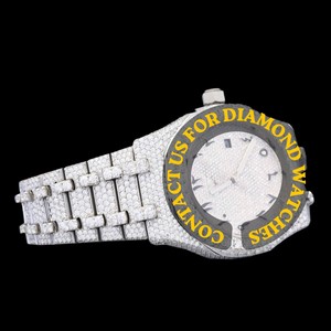 Reloj Hip Hop Personalizado de Oro Blanco con Diamantes Moissanite y Esfera Redonda con Números Arábigos, Diseño Personalizado - Product Image 2