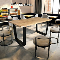 Table à manger pliante rectangulaire 4 places en bois massif, robuste, écologique, de style industriel moderne, pour extérieur, Blue Ocean DT-1009