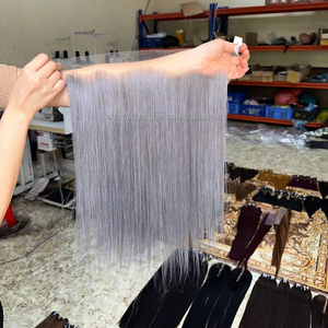 Wholesale Price Grey Color Bone Straight Raw Vietnamese Hair Virgin Human Hair Bundles Unprocessed Genius Weft With Lace Closure - Product Image 3