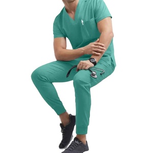 High Density Polyester <b>Scrub</b> <b>Top</b> Fade Resistant Vibrant Colors Long Lasting Quality Hospital Uniform For Men - Product Image 1