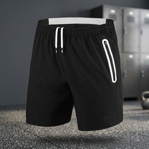 Shorts de sport en jean pour hommes, séchage rapide, imperméables, respirants, polyester/nylon, taille mi-haute élastique avec cordon de serrage, coupe ample - Product Image 3