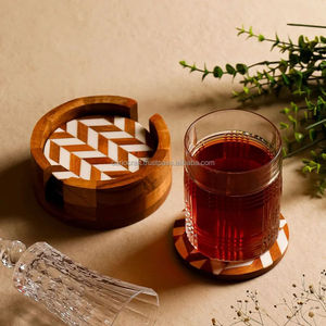 Modern Wooden Square <b>Coasters</b> Set with Leaf Pattern Non-Slip Table Mats for Coffee and Dining Table Decor - Product Image 5