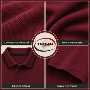 Polo de Manga Corta Rojo para Hombre Terzo, con Logotipo Bordado, Ribete en Contraste, Corte Regular, Estilo Casual - Product Image 2
