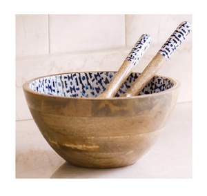 Bol de service en bois émaillé, design nouveau style, bol à salade en bois émaillé, bol en bois de manguier, bol en bois d'acacia, à prix très bas. - Product Image 1