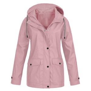 Chaqueta de lluvia con capucha impermeable de talla grande para mujer Estilo Poncho sólido a prueba de viento y cálido para ropa impermeable al aire libre - Product Image 5
