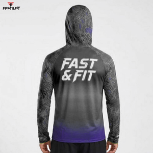 Vente en gros de sweats à capuche de pêche pour hommes, à manches longues, légers, respirants, à séchage rapide, avec sublimation de logo - Product Image 2