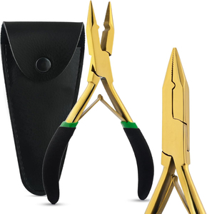 Alicates Profesionales para Extensiones de Cabello, Herramienta de Acero Inoxidable para Instalar y Retirar con Estuche Negro - Product Image 1