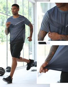 Running Sets For Men <b>Shirt</b> and Shorts 100% Polyester Set Zipper Pockets Quick Dry Gym Athletic Clothes Workout Summer Outfit - Product Image 6