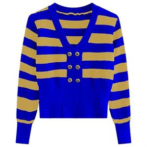 Cardigan en tricot acrylique pour femmes, broderie de sororité, sur mesure, style européen, col en V, séchage rapide, respirant - Product Image 3