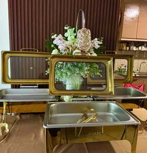 Plat de service en acier inoxydable de qualité supérieure au design royal pour buffet de fête – Durable et écologique pour le service alimentaire - Product Image 2