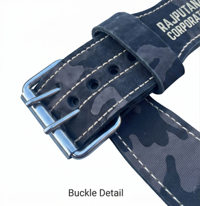Workout Power Weightlifting Camo Prong Belt Waist Support <b>Trainer</b> Leather Double Prong Belts Unisex 10MM Professional Buckle - Product Image 3