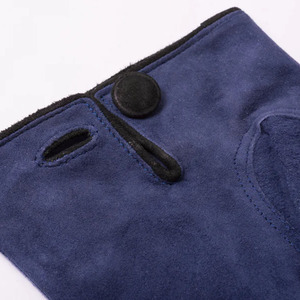 Guantes de piel de oveja azules para mujer, suaves, con dedos completos, forro cálido para invierno, clásicos, elegantes, con botón a presión en la muñeca, para fiestas al aire libre - Product Image 5