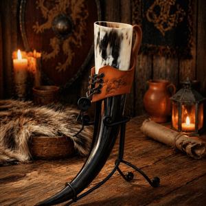 Cuerno para beber de cuerno de búfalo, hecho a mano, estilo medieval, taza de cerveza, cuerno grabado personalizado - Product Image 2