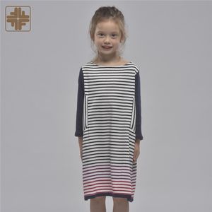ODM OEM Maxi Vestido de punto de rayas de manga completa para niños para niñas - Product Image 4