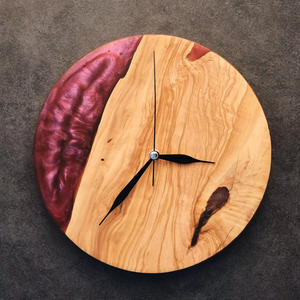 Horloge murale Art Déco personnalisée en résine époxy et bois, résistante à l'eau, pour chambre, cuisine, bureau - Product Image 1