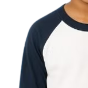 Boy's <b>White</b> and Navy Blue Baseball Shirt Casual Three Quarter Sleeve Raglan <b>Tee</b> Everyday Comfortable Lifestyle Clothing Top - Product Image 6