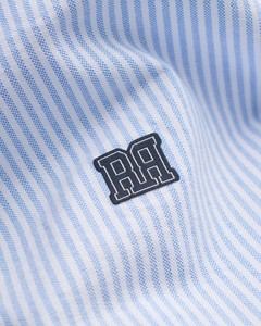 Men's Autumn Casual Long-Sleeve Striped Shirt Turn-<b>down</b> Collar Single Button Regular Fit Breathable Knitted 100% Cotton - Product Image 3
