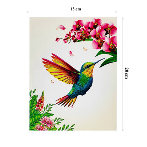 Carte de vœux 3D pop-up avec colibris colorés et motifs floraux, art papier artisanal - Product Image 6