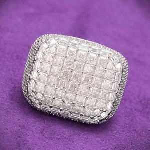 แหวนฮิปฮอปดีไซน์หรู ปี 2026 ผ่านการทดสอบเพชร  ทำจากเงินแท้ 925 ประดับเพชรโมอิสซาไนต์ VVS ทรงปรินเซสคัท สำหรับผู้ชาย - Product Image 4