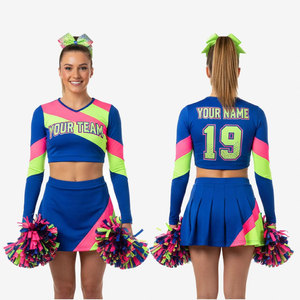 Tenues de cheerleading pour femmes, design de costumes de cheerleading pour lycéennes, uniformes de cheerleading tendance, crop top en sublimation, 100% polyester, kits de cheerleading - Product Image 1
