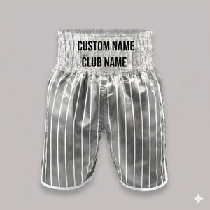 Shorts de boxe verts personnalisés avec nom, ceinture scintillante, rayures fines, en satin, pour le kickboxing, vente en gros, équipement d'entraînement personnalisé - Product Image 3