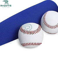 Razorts International BB004 - Bate de Béisbol/Sóftbol Personalizado con Logotipo Impreso, de Cuero de Grano Entero, Hecho a Mano, Ligero y Flexible para Adultos