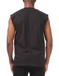 Men's <b>Black</b> Sleeveless O-Neck <b>Tank</b> <b>Top</b> Solid Color Casual Wear Knitted Cotton Material - Product Image 3