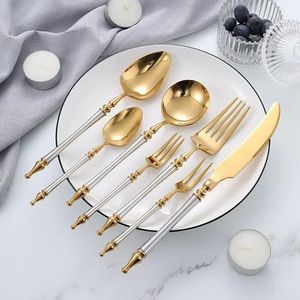 Royal Lotus Bloom Gold Accented Silverware Two-Tone Floral <b>Stainless</b> <b>Steel</b> <b>Cutlery</b> - Product Image 4