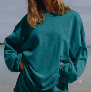 Sudadera de Felpa Francesa con Cuello Alto para Mujer, Estilo Holgado, Hombros Caídos, Premium, Casual, de Moda, Manga Larga - Product Image 1