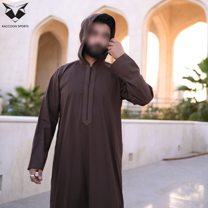 High Quality <b>Men</b> Tech <b>Thobe</b> Simple Plain Design Islamic Clothing Long Sleeve Traditional Polyester Thobes and Turbans - Product Image 4