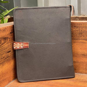 New Design Hand Tooled Quilted Leather Business Portable <b>A4</b> Size <b>Portfolio</b> <b>Folder</b> Custom Cowhide Leather Zippered 3 Ring Binders - Product Image 5