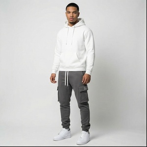 Ropa de calle con logotipo personalizado, pantalones de chándal acampanados holgados de pierna ancha en blanco de algodón de alta calidad para hombre - Product Image 1