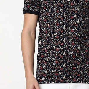 Polo de Hombre con Estampado Floral Negro, Estilo Casual Elegante, Manga Corta, Corte Entallado, Premium, Rojo y Blanco, Ropa de Verano HD 2026 - Product Image 3