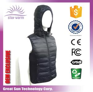 Gilet chauffant en duvet coupe-vent rechargeable par USB avec capuche pour la randonnée, les trajets quotidiens et le ski - Product Image 6