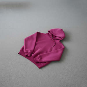 Sweat-shirts pour hommes à coupe ample, dernier design OEM, tissu personnalisable, couleur rose foncé, poches kangourou, pour l'hiver. - Product Image 3