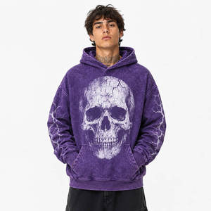 Sweat à capuche personnalisé épais délavé à l'acide, style vintage oversize streetwear, imprimé graphique, 100% coton, effet délavé à la pierre, vente en gros - Product Image 4