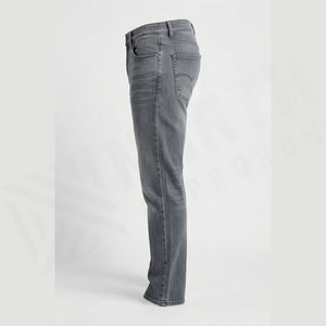 Jean en denim délavé coupe droite pour homme, coupe slim, taille mi-haute, en coton, style décontracté automne - Product Image 4