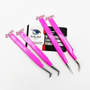 Pince à cils rose vif avec logo personnalisé outil de maquillage en acier inoxydable durable populaire pince à cils de conception inférieure testée à la main - Product Image 5