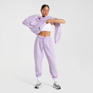 Pantalon de survêtement oversize en polaire pour femme, taille haute, style hip-hop, hiver, décontracté, uni, respirant, polyester/coton - Product Image 6