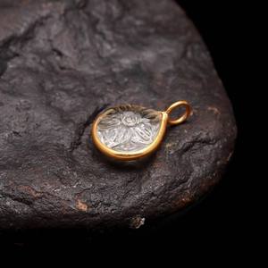 จี้หินควอตซ์คริสตัลธรรมชาติรูปดอกไม้แกะสลักด้วยมือ ประดับด้วยเงินแท้ 925 เหมาะสำหรับทำเครื่องประดับ - Product Image 2