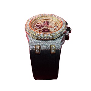 Reloj Moissanite de Fabricación India, Estilo Hip Hop, Lujoso, Antiguo, de Aleación de Acero Inoxidable, 41 mm, Mecánico, para Hombre, con Correa de Cuero y Cristal - Product Image 1