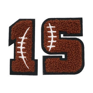 Écusson Numérique en Chenille de Football Premium Personnalisé Marron Brodé pour Vestes Universitaires et Vêtements d'Équipe - Product Image 2