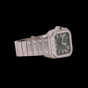 Premium925 Sterling Silver <b>Square</b> Case With Green Dial Auto Date Features Certified Moissanite Diamond Wristwatch <b>for</b> <b>Man's</b> - Product Image 4