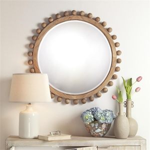 Luxury Handmade <b>Round</b> Solid Wood Beaded <b>Wall</b> <b>Mirror</b> with Boho Farmhouse Rustic Design Decorative Frame 4mm Thick <b>Mirror</b> Glass - Product Image 6