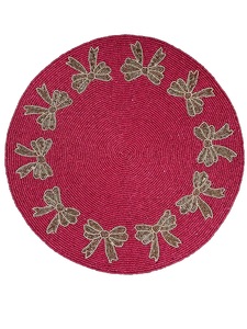 Les-Ottomans Seahorse Beaded Placemat Pinwheel Bliss Placemat Design Placemat by Saro Lifestyle Shamrock Coquette Bow - Product Image 5