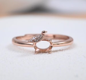 Handmade 925 Silver 18K Gold 4x6mm Oval Empty Bezel Semi Mount 4 Prong Bird <b>Ring</b> Zircon Setting Resin Filling Jewelry Findings - Product Image 1